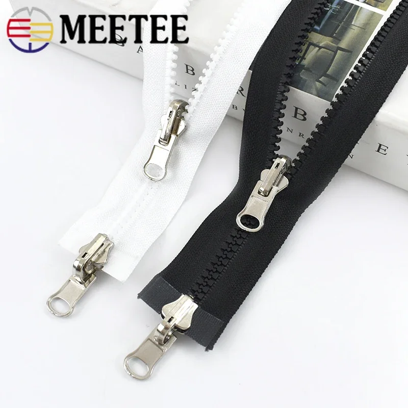 65-150cm 5# Resin Zippers Double Sided Metal Slider Pull Open End Zip for Coat Down Jacket Clothes Tent DIY Sewing Accessories