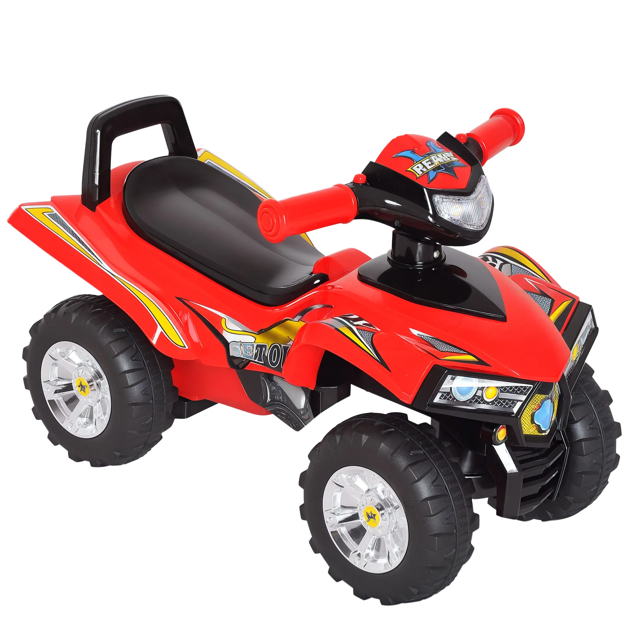 HOMCOM kinderwagen Quad 12-36 maanden dim. 60L x 38l x 42H cm licht- en geluidseffecten Rood Zwart