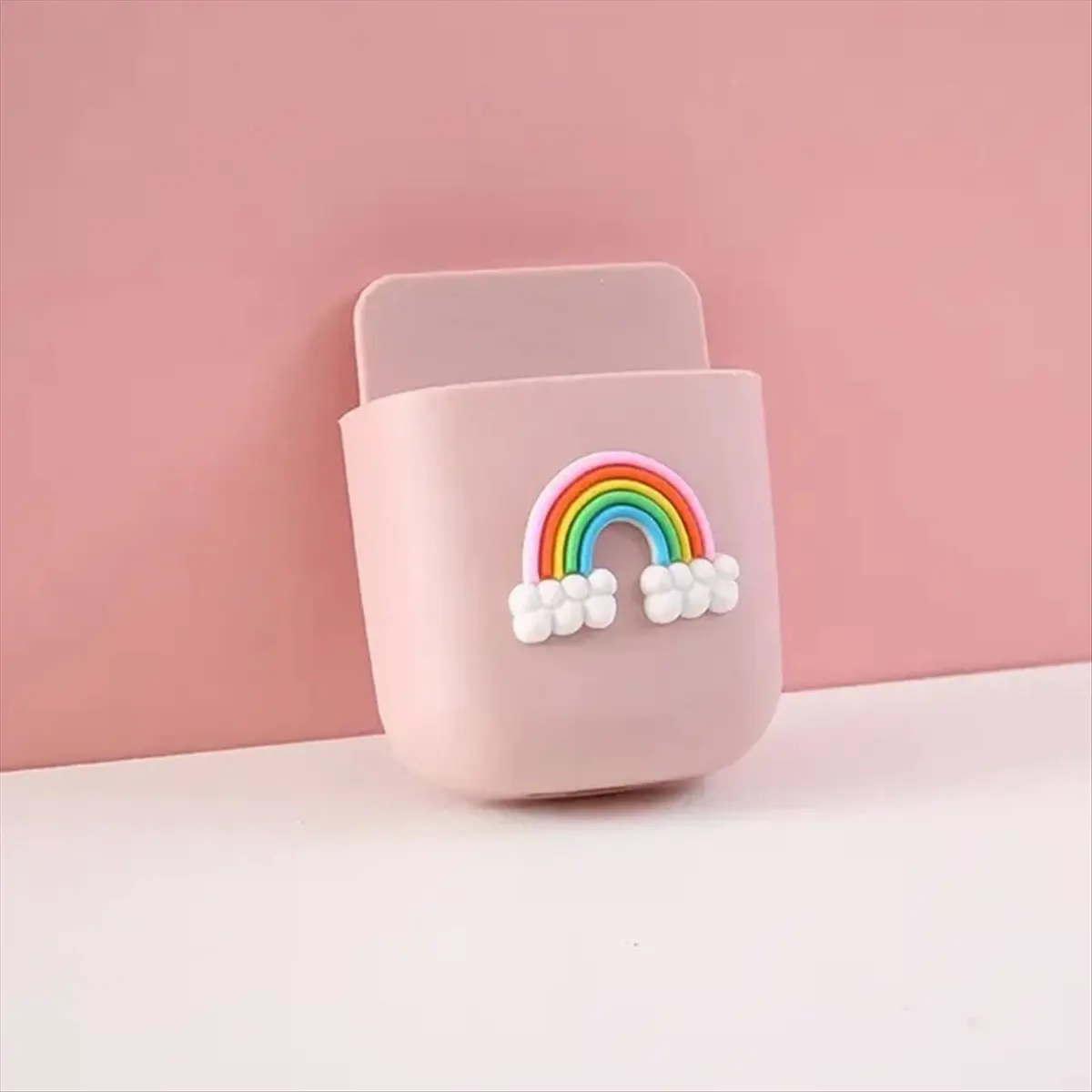 A26Z Cute Storage Rack Desk Organizer Pen Holder Self Adhesive Stationery Holder Remote Control TV Mobile Phone Holder