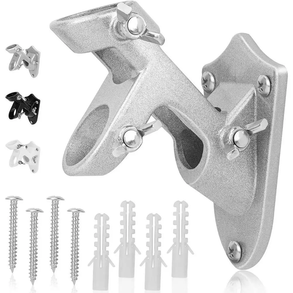 Rust Free Wall Flag Pole Holder Wall-mounted Double Hole Flagpole Bracket Waterproof Easy To Install Flagpole Mounting Base