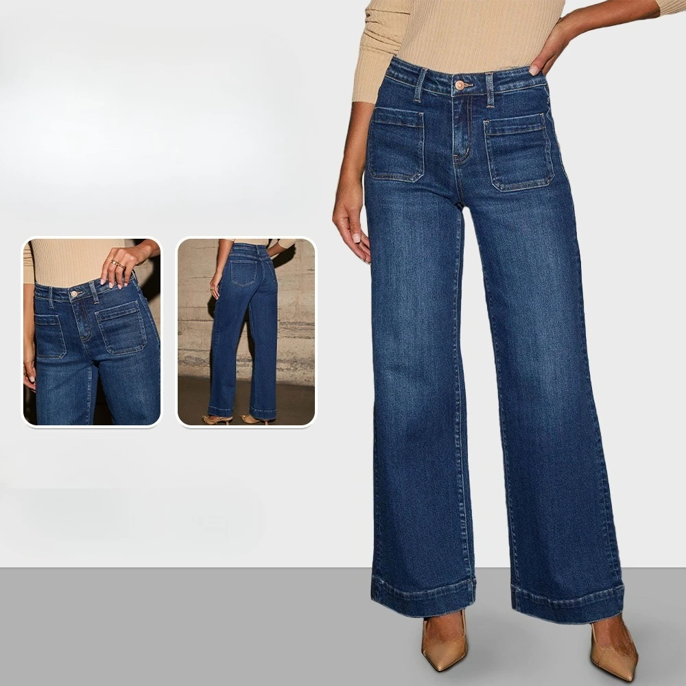 High-waisted Women's Jeans for Spring 2026 New Style Featuring Slimming Wide-leg and Retro Charm Straight-leg Pants