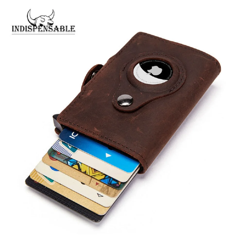 

INDISPENSABLE Airtag Apple Original Case Slim Leather Cardholder RFID Blocking Wallet Purse For Men Tri-fold Card Holder Luxury