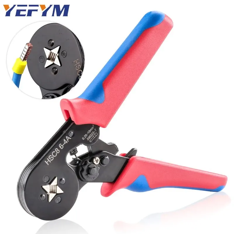 End-Sleeves Ferrule Crimping Tools HSC8 6-4A Self-Adjustable AWG23-7/0.25-10mm2 Square Ratcheting Wire Crimping Plier