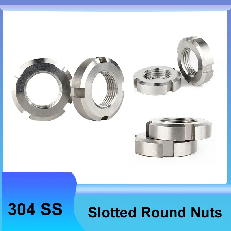 1Pcs M22~M105 304 Stainless Steel Slotted Anti Backlash Round Nut Thread Pitch1.5 / 2.0mm   Precision Locking Screw Nut Cap