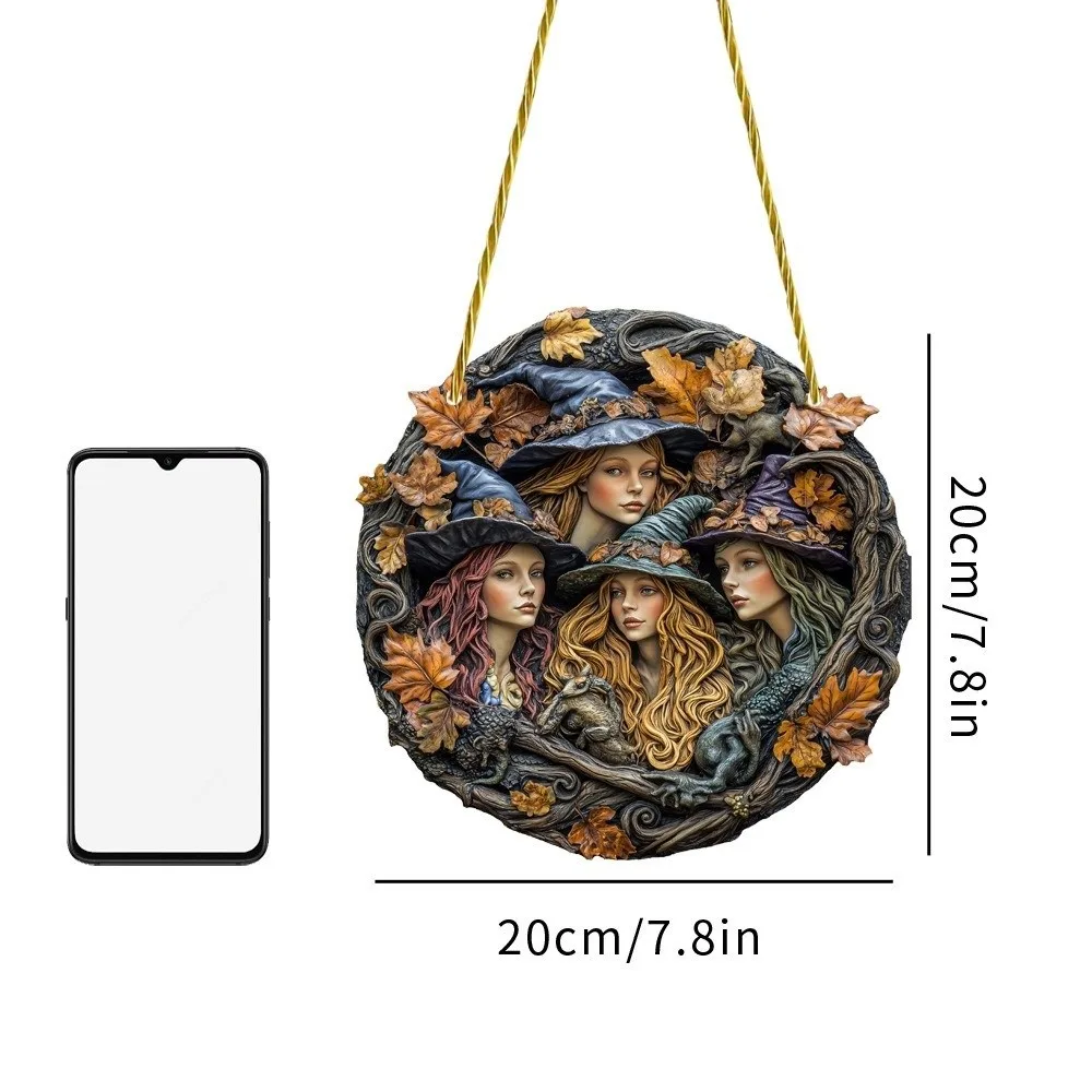 고딕 마녀 문 창 교수형 펜던트 2D 플랫 아크릴 홈 도어 장식 메달 마법의 할로윈 장식 벽 예술 장식