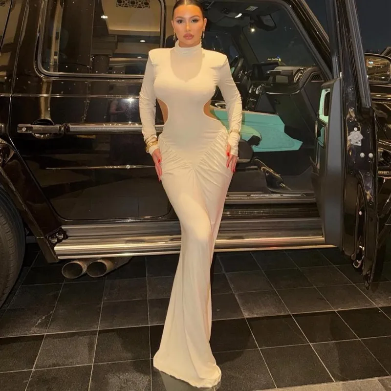 

Talenza Elegant Backless Dress Women's Luxurious Sexy Lace-Up Pleated High-Neck Dress High-Waisted Female Party Evening Dresses