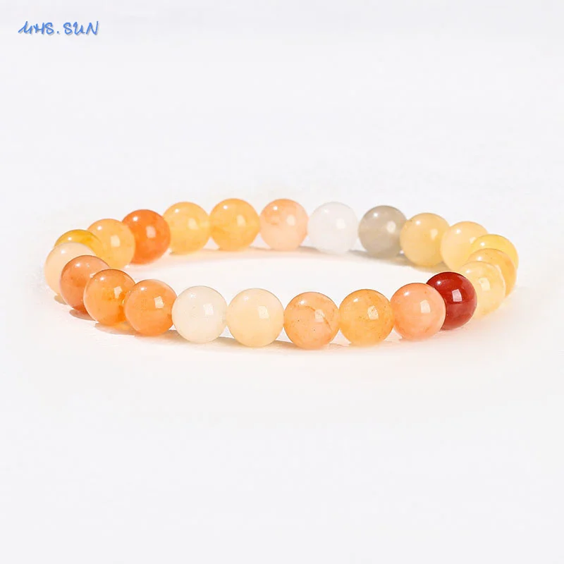 MHS.SUN Fashion Natural Stone Elastic Bracelets White Jade Agate Beaded Energy Yoga Bracelet Jewelry For Women Men Gifts