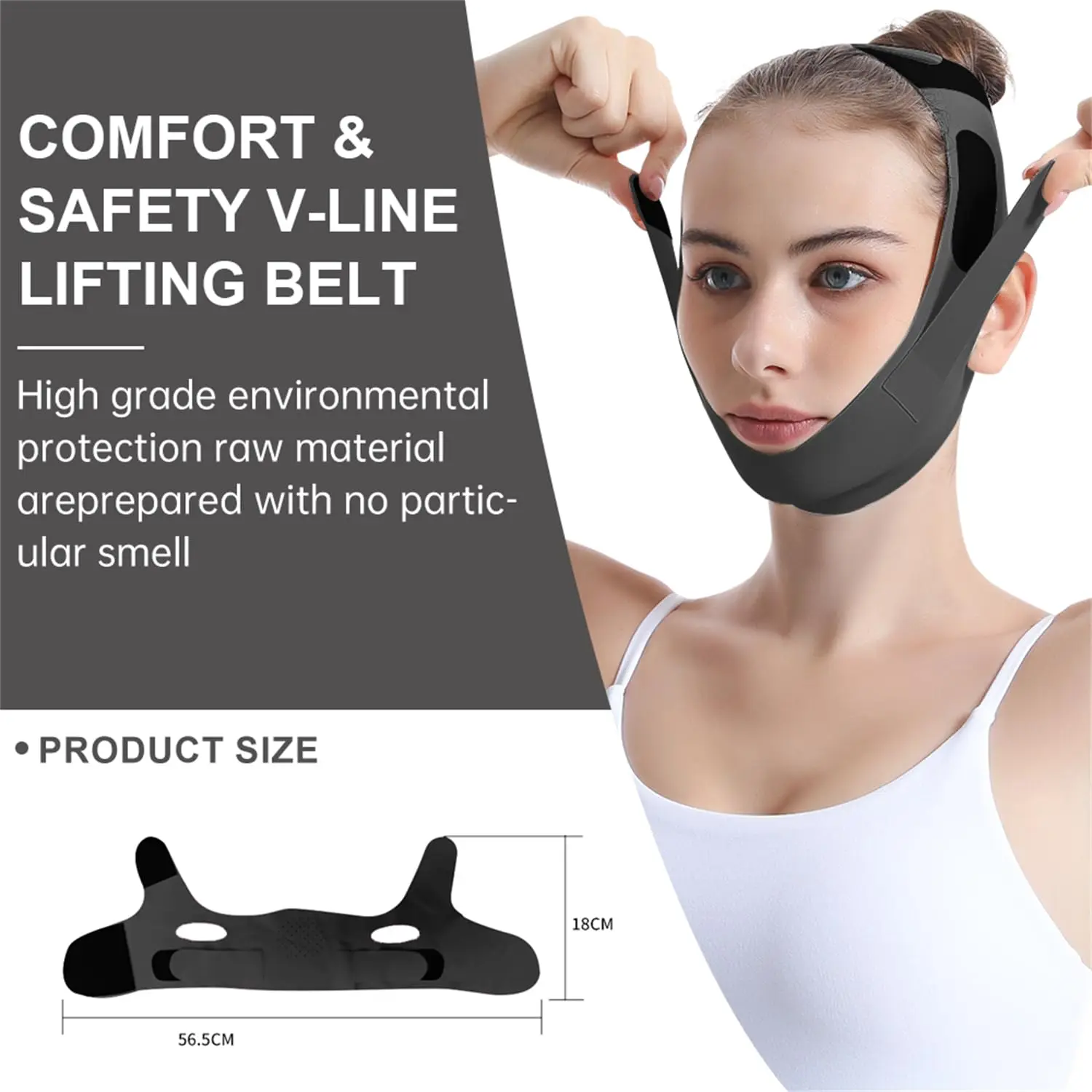 Fita de elevação facial, cinta de queixo para dormir, reutilizável, linha v, máscara de elevação para queixo duplo para mulheres, exercitador de mandíbula, cinto facial
