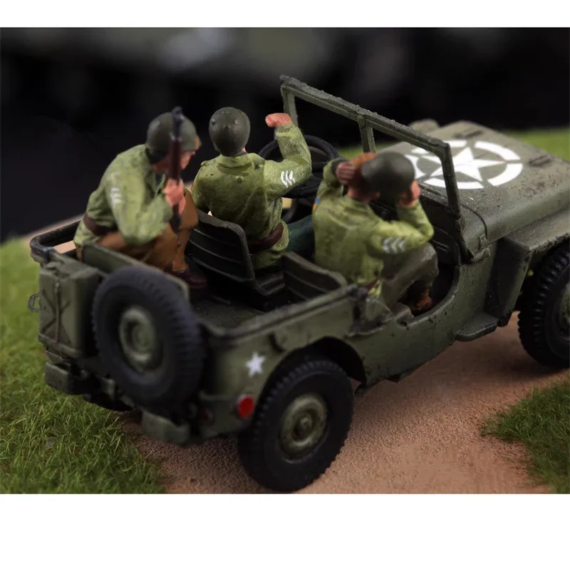 Modèle peint imprimé en 3D 1:72, 3 pièces, pilotes militaires américains, conducteurs de soldats, accessoire de scène à monter soi-même, affichage de Collection de figurines d'action