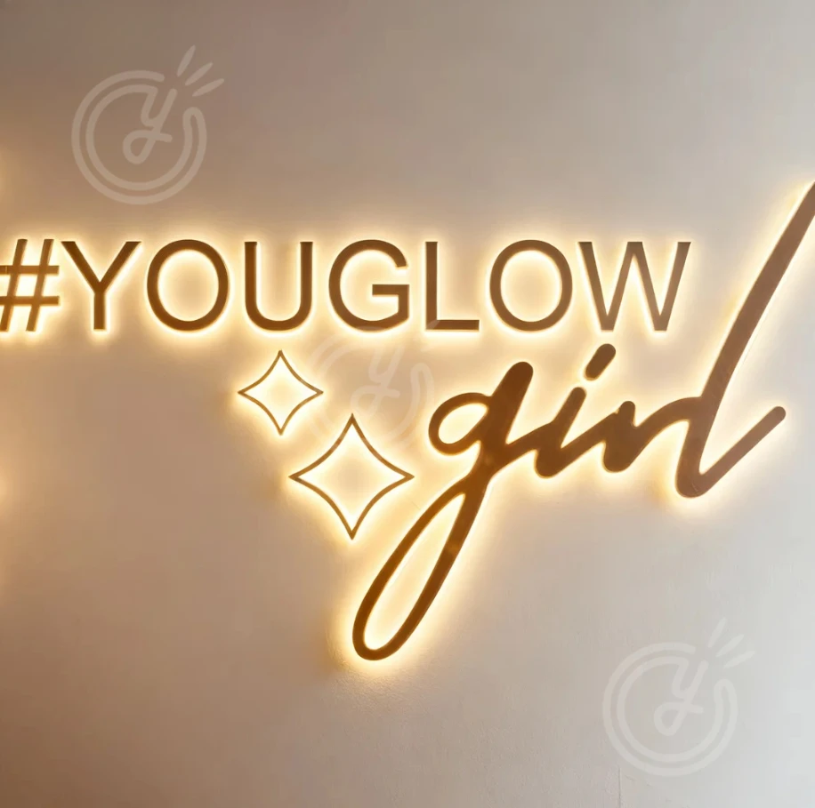 Logo Exterior Sign Letters in Hebrew for Business Backlit Company 3D Metal Storefront Laser Advertising Cut Signboard Channel