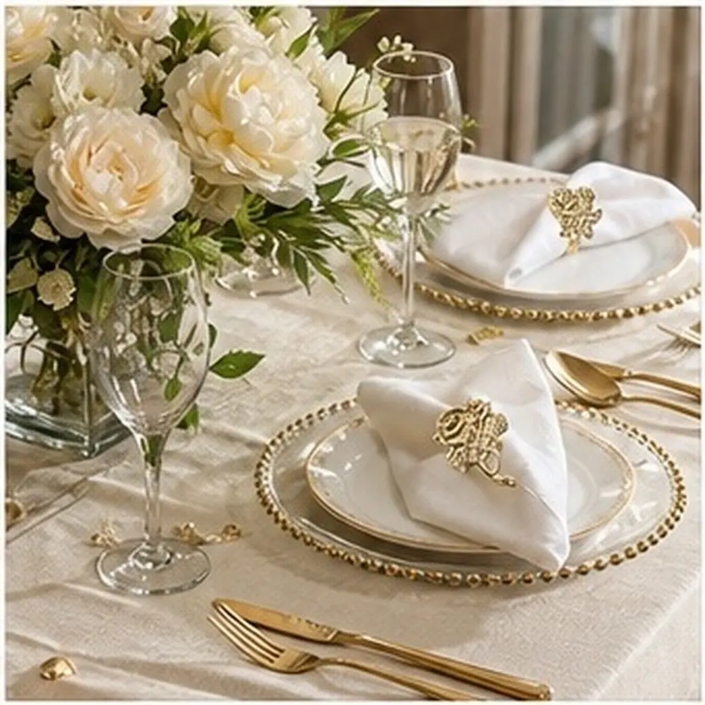 6pcs Metal Napkin Rings with Rose Design for Formal Events, Casual Gatherings, Christmas, Easter, Thanksgiving