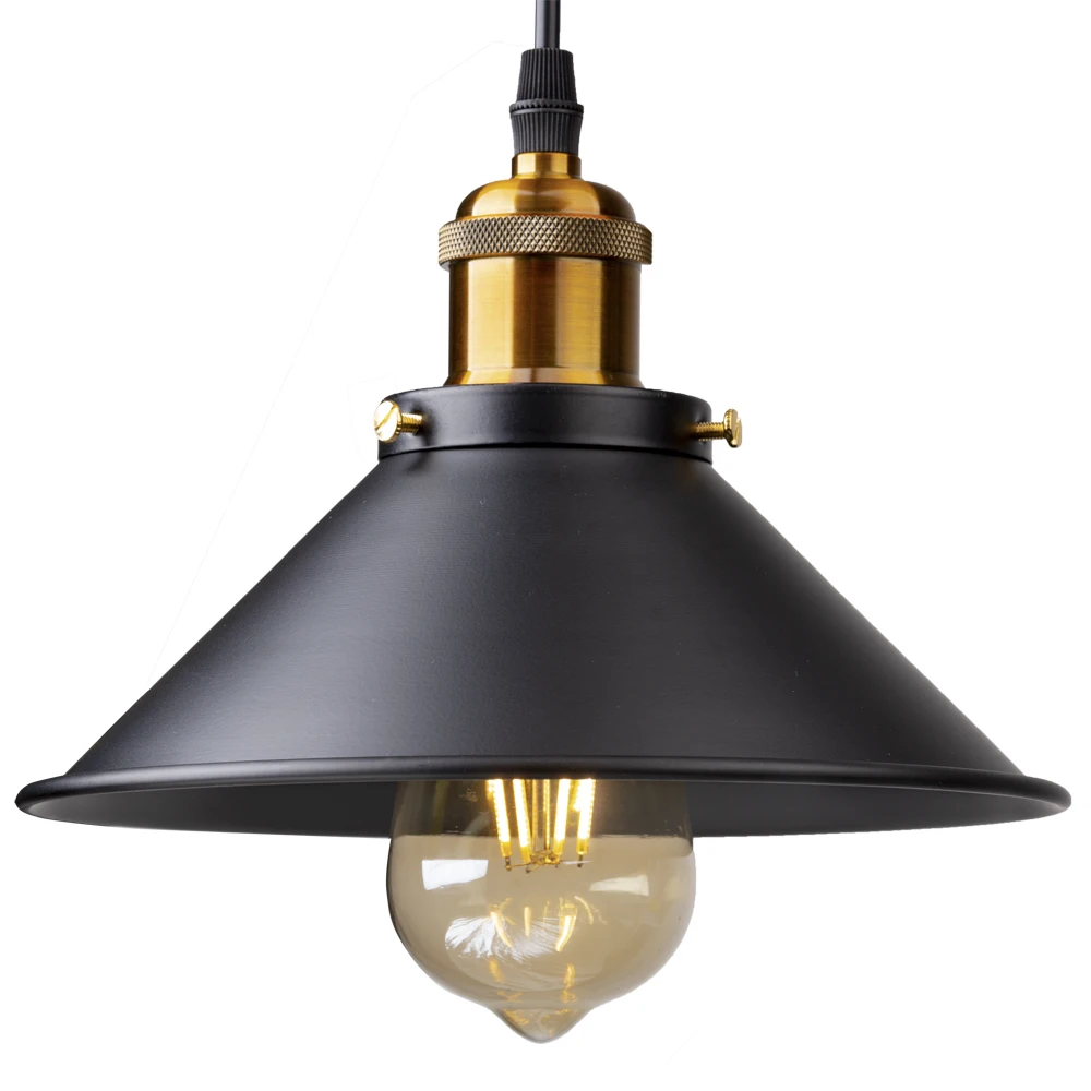 Black Industrial Kitchen Pendant Light Antique Brass Hanging Ceiling Fixture