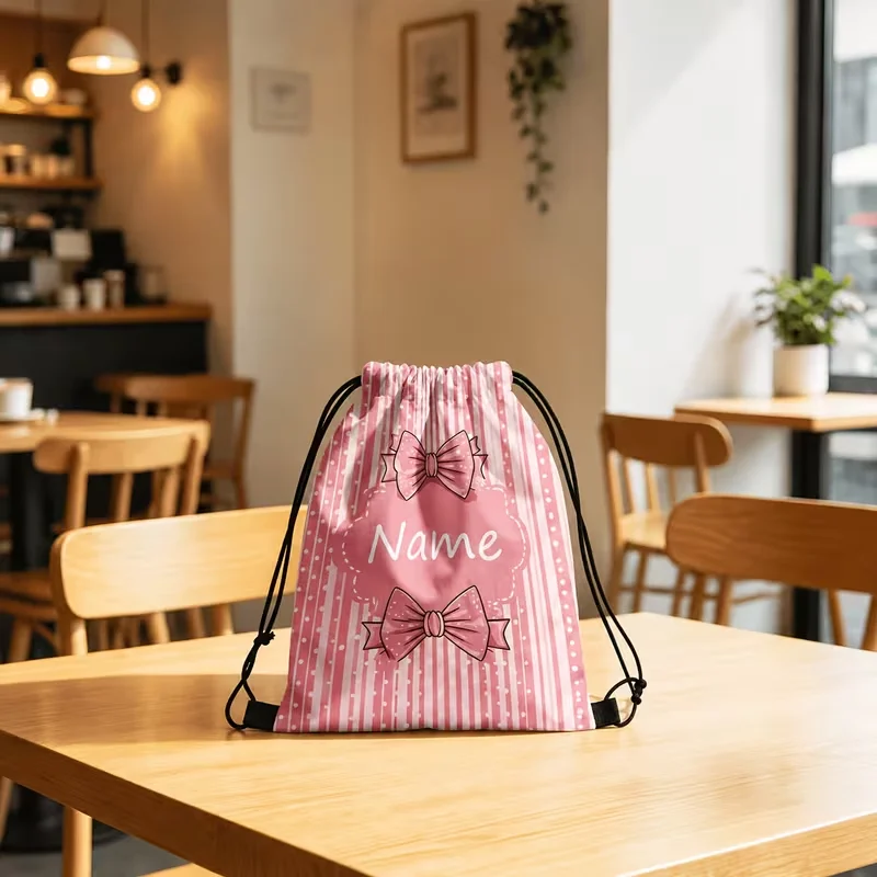 Custom Text Drawstring Bag Personalized Name Backpack Pouch Candy Gift Sack for Kids School Party Wedding Birthday Holiday Favor