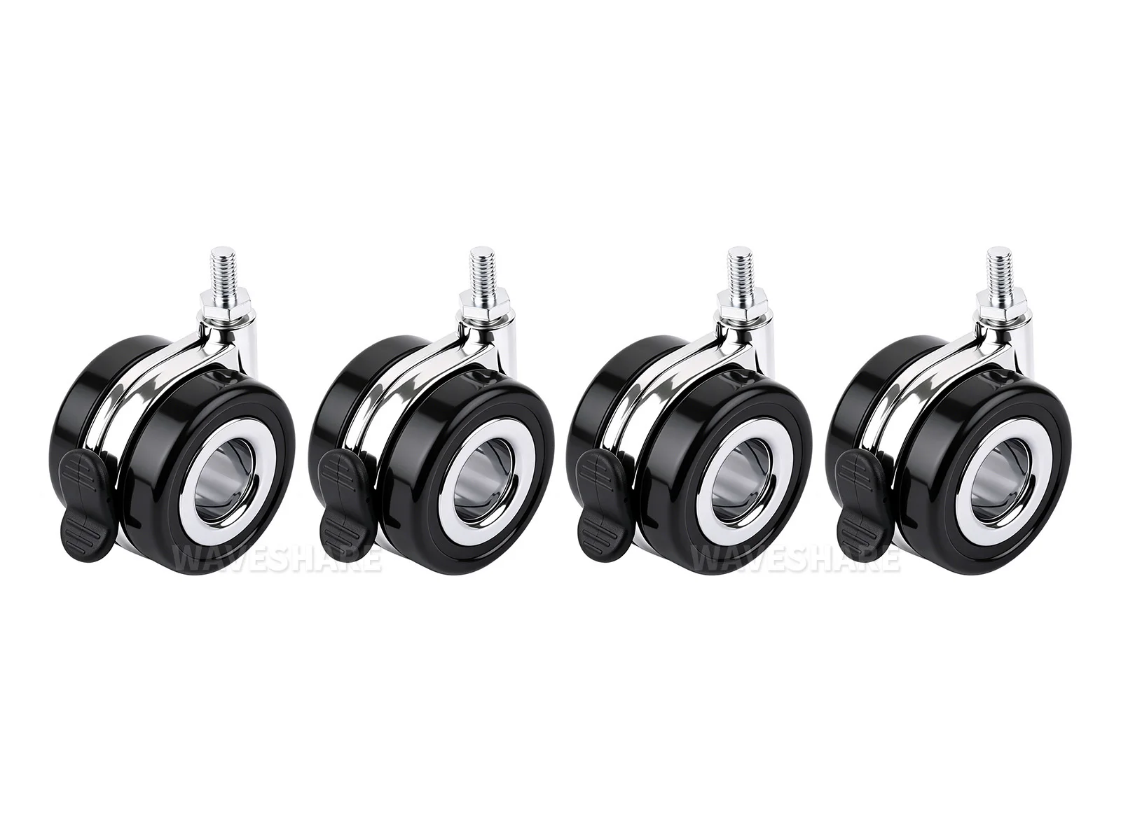 homerack-25-inch-60mm-hollow-swivel-caster-wheel-kit-with-brake-m8-thread-stem-65kg-load-per-wheel-for-equipment-with-m8-screw