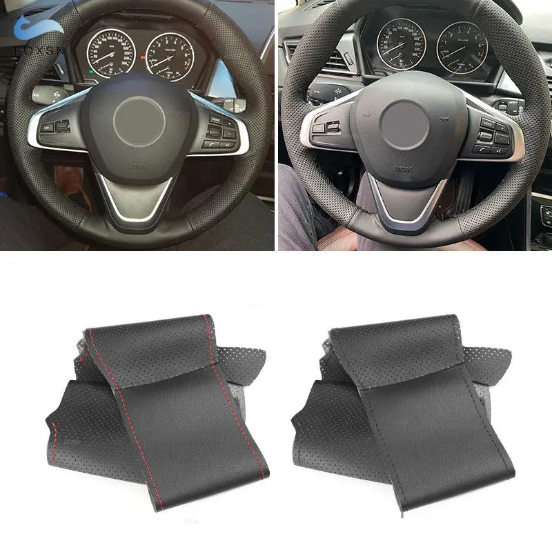 

Braids on Car Steering Wheel For BMW F45 F46 X1 F48 X2 F39 2018 2019 Hand-stitched Perforated Leather Cover Trim Accessories