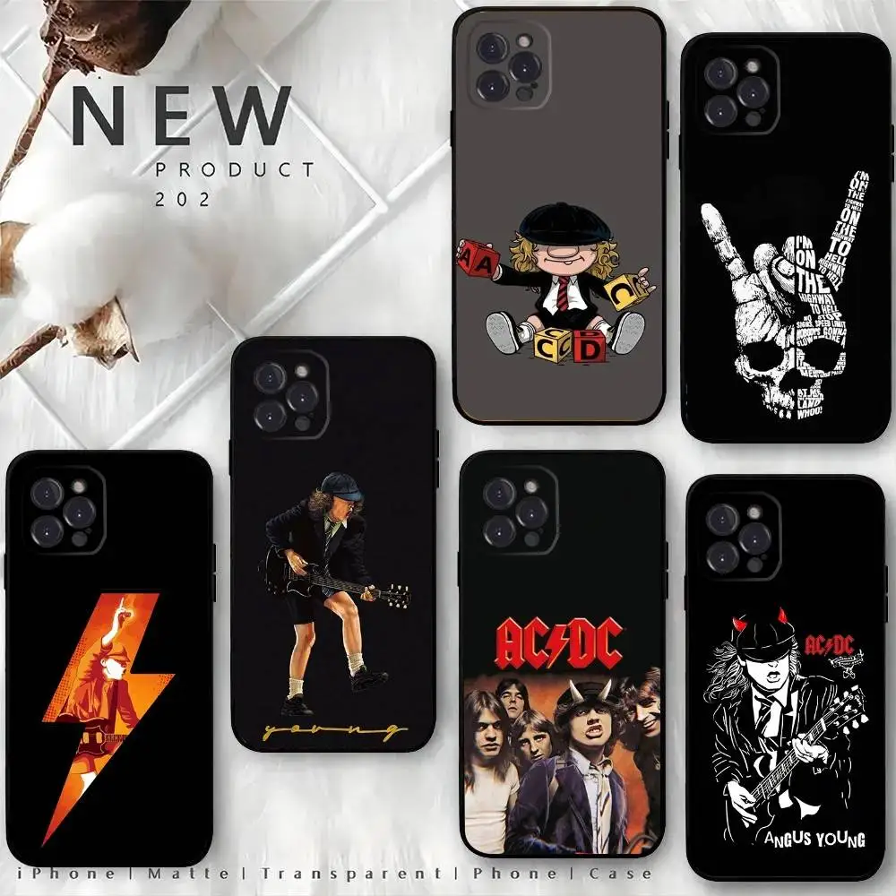 

Music Band A-AC-DC-c Phone Case For iPhone 16,15,14,13,12 Mini 11 Pro XR,X,XS,MAX 7,8 Plus Silicone Cover Soft Black