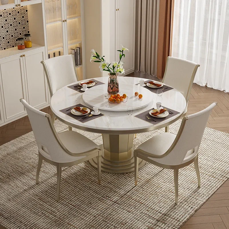 Solid wood dining table simple light luxury high sense natural luxury stone