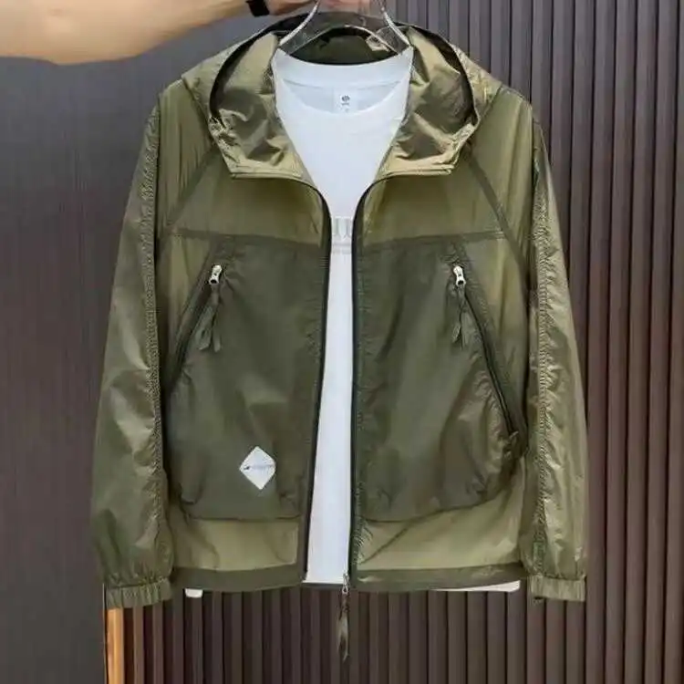 

Faionable Men's Lightweight Spor Hooded Sun Protection Jaet Spring Autumn New Arrival Versatile Outerwear Breathable Zi...