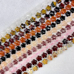 Natural Stone Five Petals Flower Shape Crystal Agate 15mm Loose Genstone Beads DIY Genstone For Jewelry Making Supplies