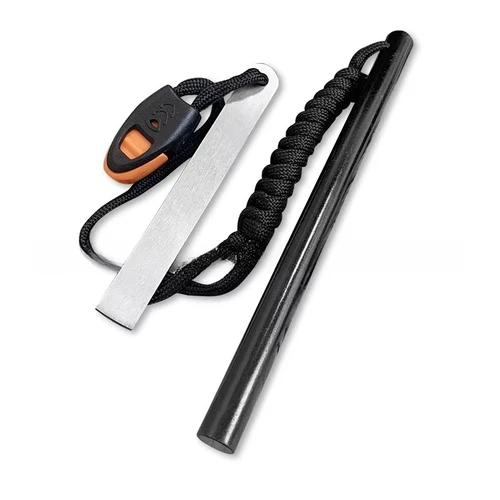 Imagen 2 del producto Varilla de magnesio de pedernal para exteriores, 10x150mm, con raspador de acero blanco, silbato, varilla de pedernal para acampada, herramienta de arranque de fuego de supervivencia EDC