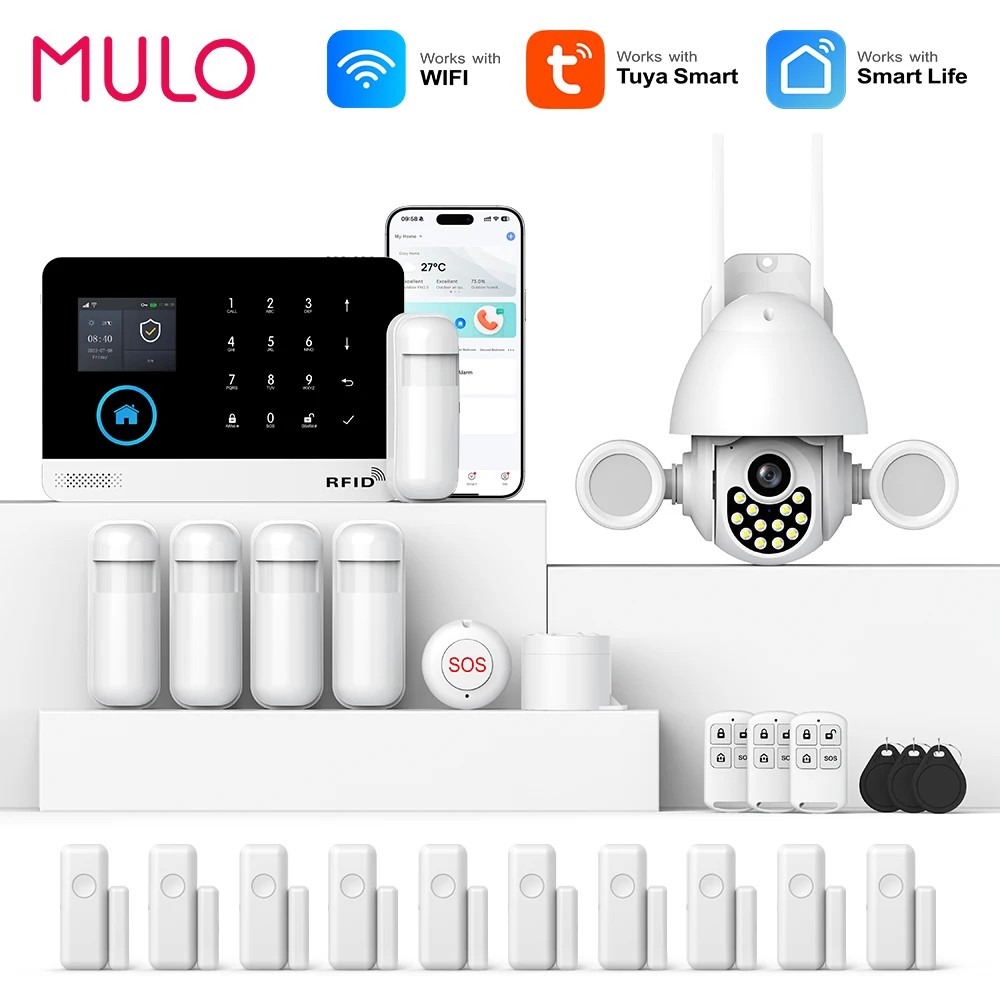 System alarmowy MULO dla włamywacza do domu 433MHz Alarm domowy GSM bezprzewodowy PG103 WiFi Alarma Tuya inteligentna aplikacja działa z Alexa