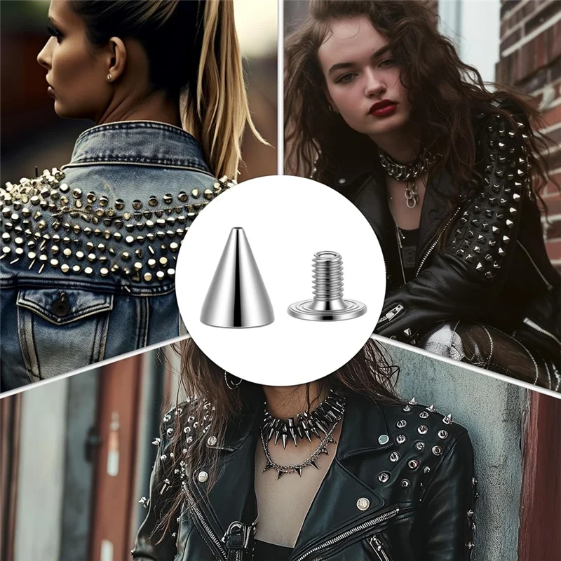 【RECOMMEND】Cone Spikes 200 Pcs Metal Tree Screwback Studs Kit For DIY Leathercraft Decoration Suitable Punk Spikes And Studs