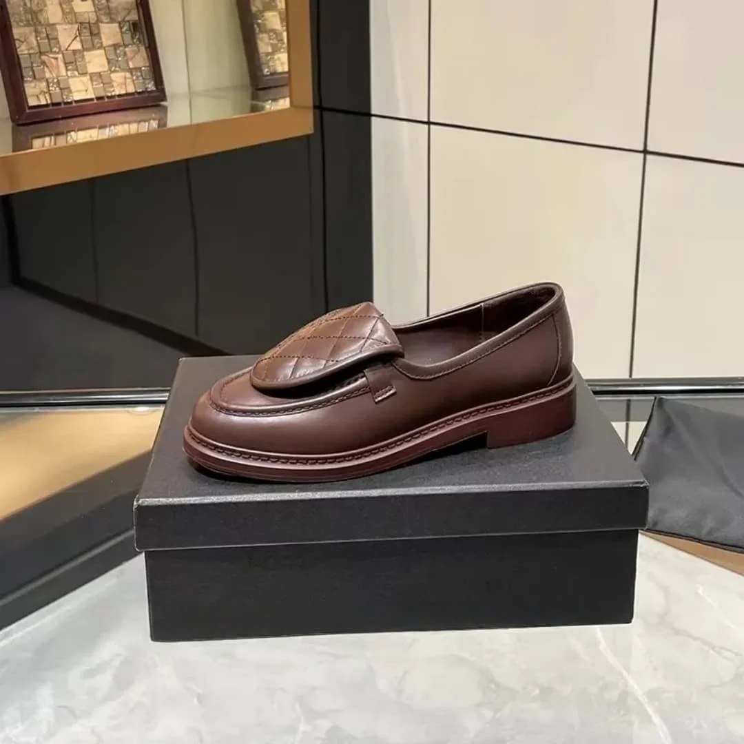 New Genuine Leather Women Loafers Casual Spring Autumn Sheepskin Shoes Turned Up Edges Casual shoes for dresses single shoes