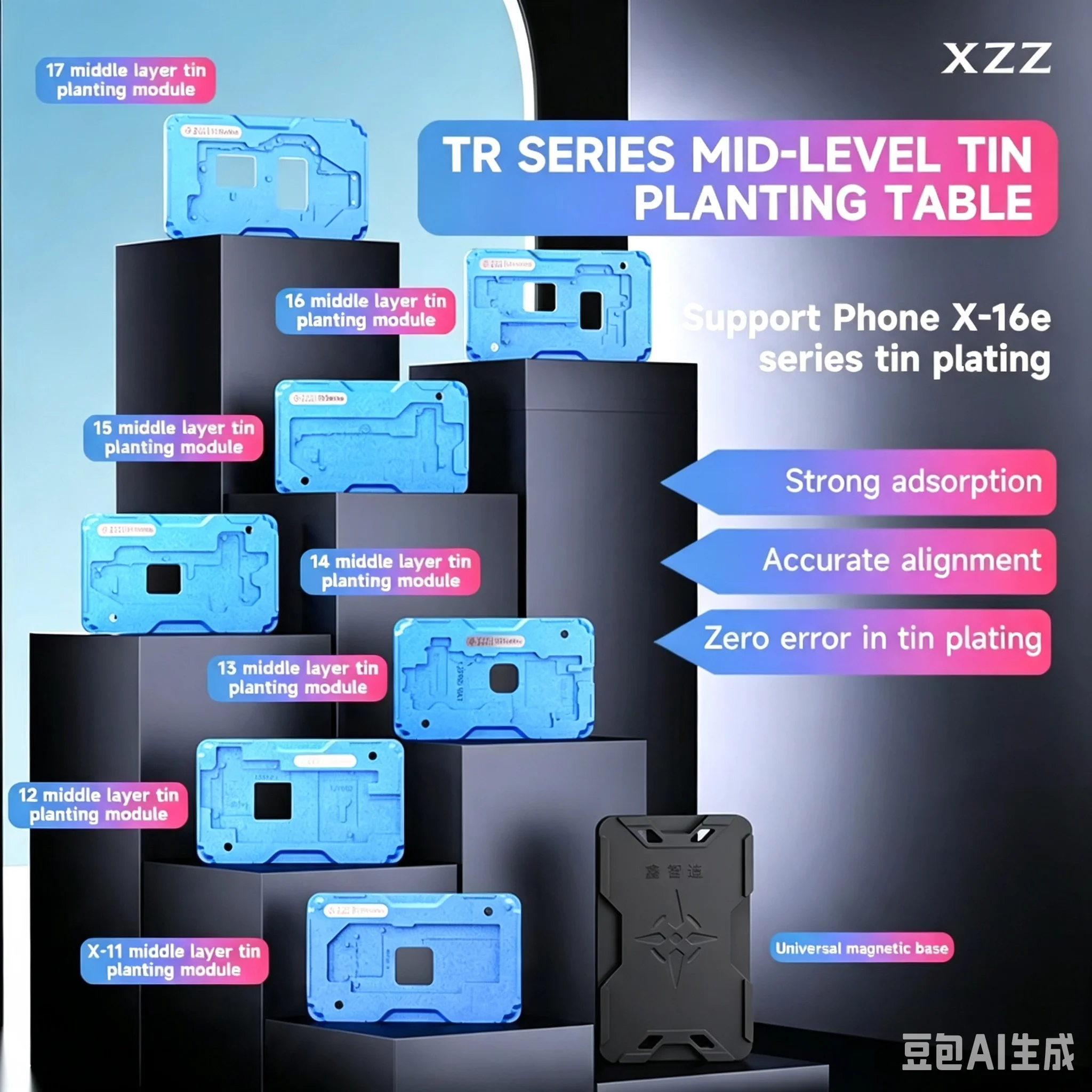 XZZ TR 26in1 BGA Repair Template Steel Mesh Middle Layer Planting