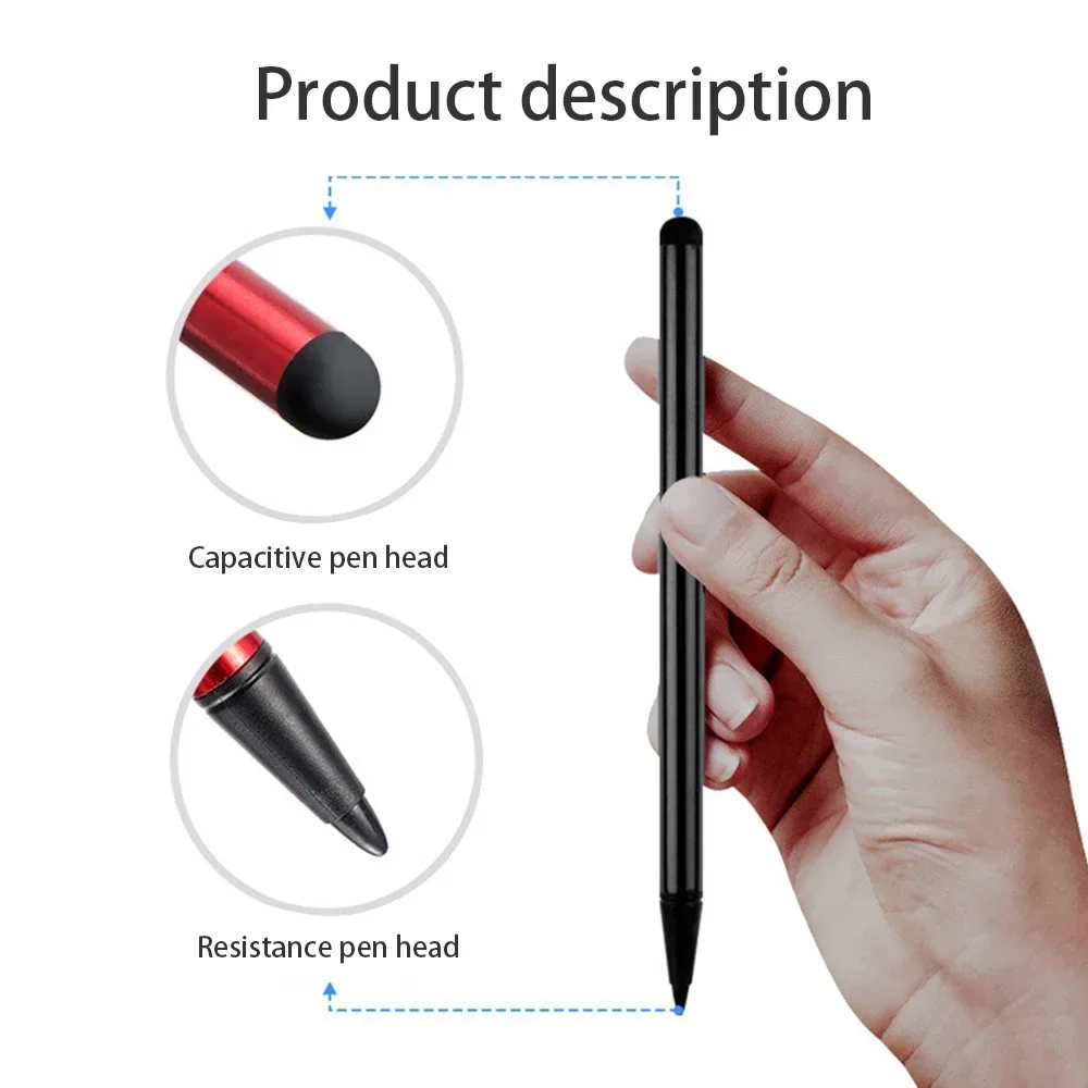Capacitive Stylus & Resistive Hard Tip Stylus Combination with Rubber for Touch Screen Pen for Smartphones Tablets