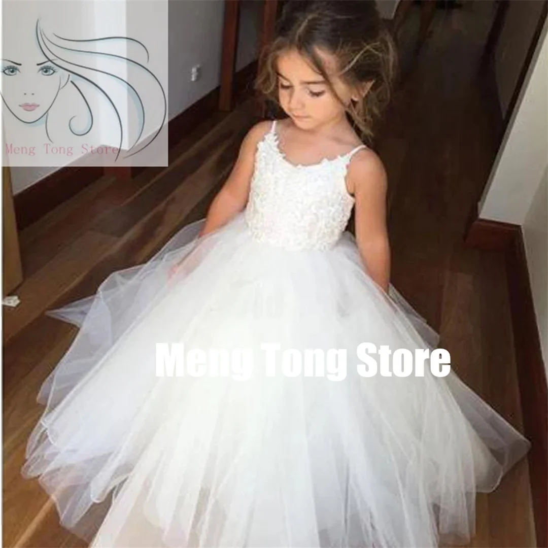 

Communion Dresses for Girls Champagne O-neck Sleeveless Ball Gown Lace Appliques Flower Girl Dresses for Weddings Robe Bebe