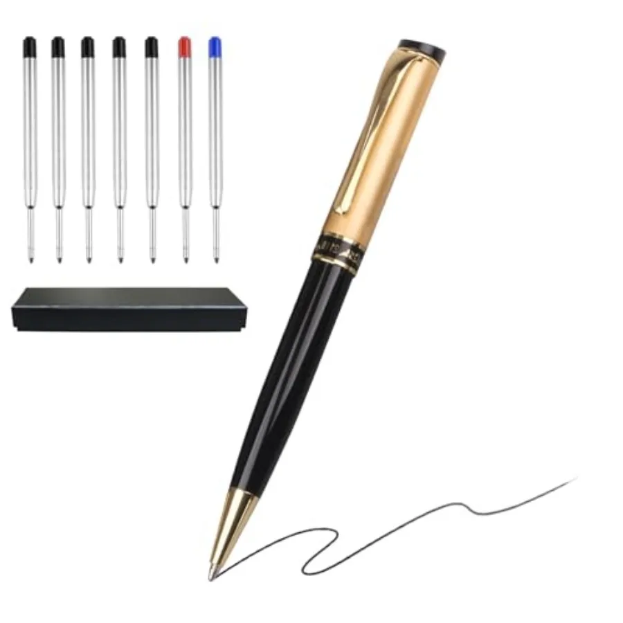 

Роскошные шариковые ручки с выдвижным механизмом, металлические, с 7 сменными стержнями (синий, красный) для плавного письма - идеальный аксессуар для офисного стола руководителя