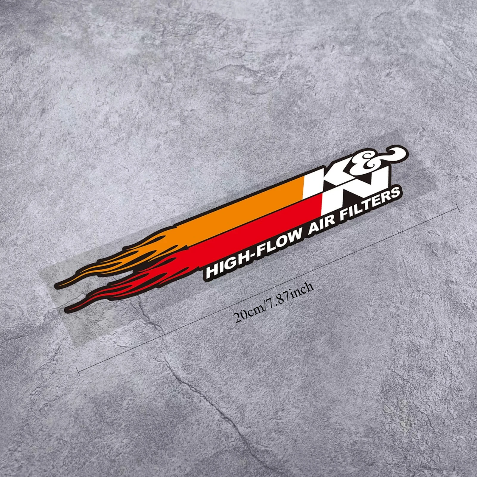1PC  K&N Style Orange Red Flame Stickers - High-Flow Air Filters Decor Decals for Car & Motorcycle Vinyl