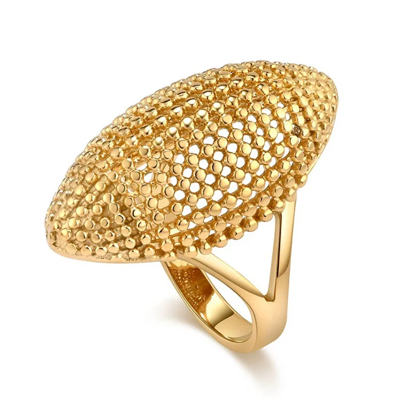Trendy Geometric Hollow Stainless Steel Rings for Women 18k Gold Filled Finger Bands Jewelry Party Cool Accessories High Grade