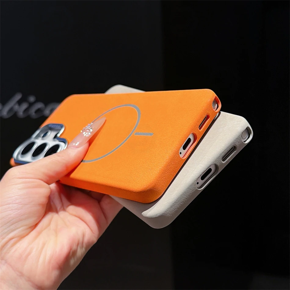 Biznesowe, jednokolorowe, matowe skórzane etui z obsługą MagSafe do Samsung Galaxy S23 S24 Plus S25 S26 Ultra, magnetyczna obudowa o fakturze skóry. — zdjęcie produktu 5