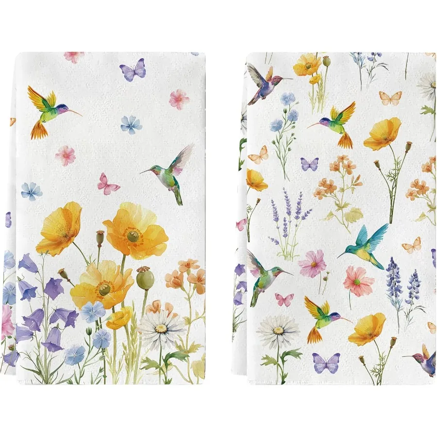 

Весенние наборы кухонных полотенец Колибри, кухонные полотенца с цветочным рисунком птицы, моря, украшения для полотенец для дома, ванной комнаты, подарки для рождения
