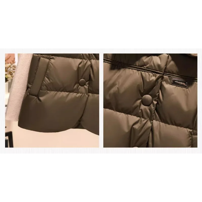 Gilet in cotone da donna con risvolto lavorato a maglia autunno e inverno senza maniche con tasca con bottoni