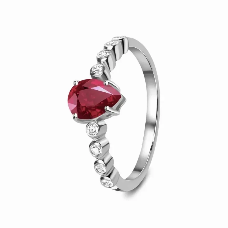 Japan and South Korea S925 sterling silver ruby micro-zircon ring female minority design sense simple exquisite jewelry