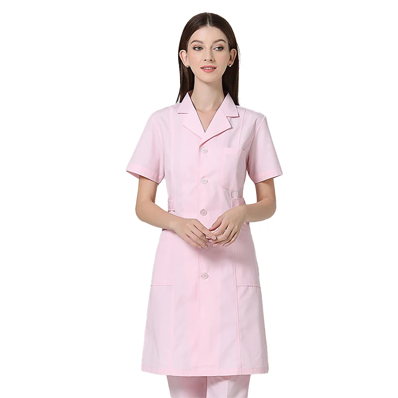 Medical Uniform Nurse Outfit Lab Robe Short Sleeve Adjustable Waist Workwear Dental Clinic Doctor's for Women Sanitary Costume