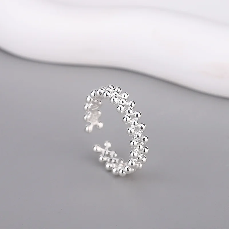 Women's 925 Sterling Silver Sanding Face Adjustable Ring