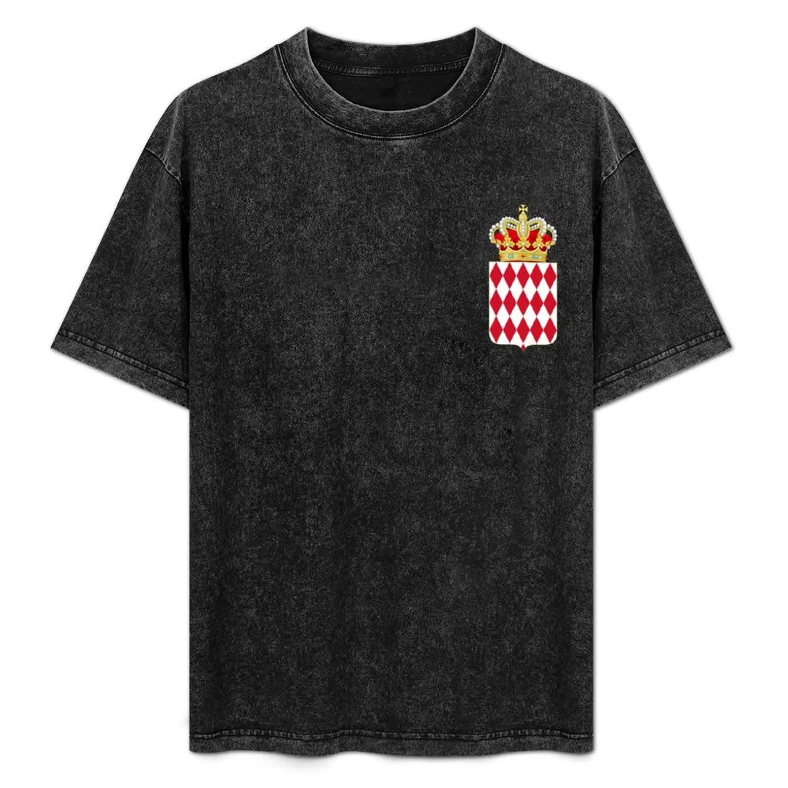 

Crowned coat of arms of Monaco T-Shirt Simple Casual Short Sleeve Cotton T-Shirt