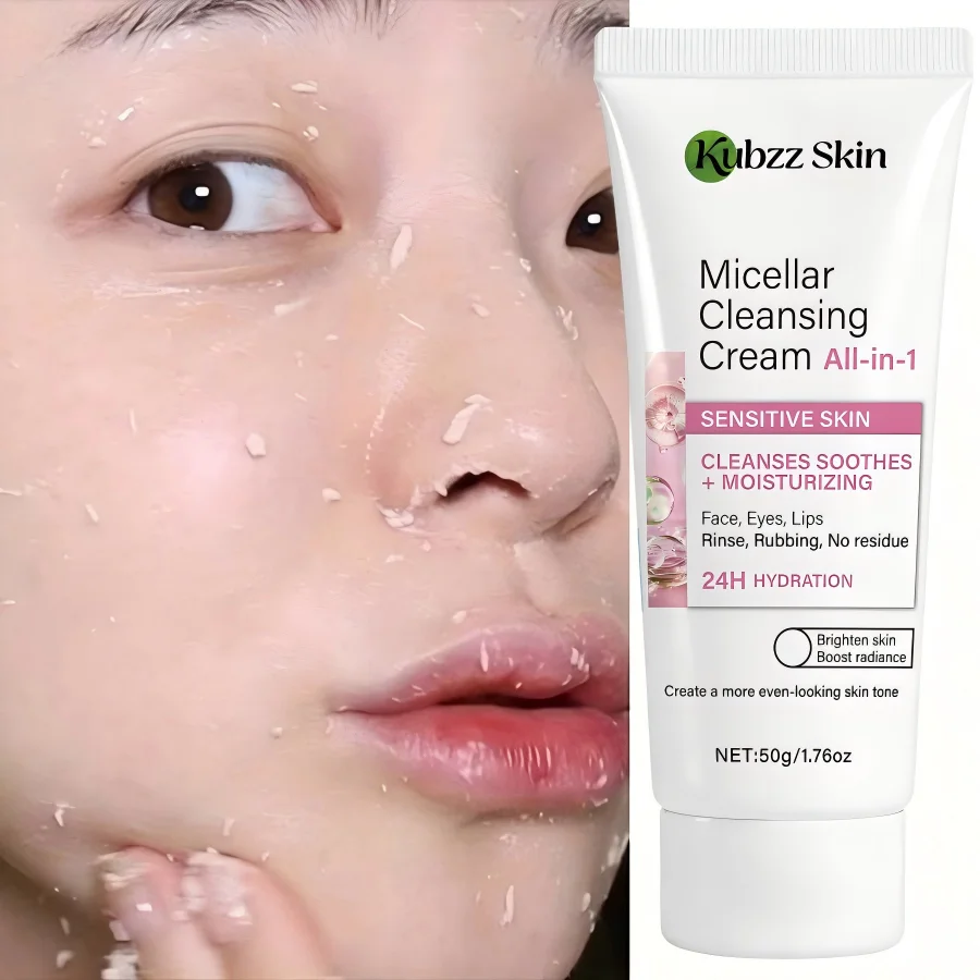 Micellar Cleansing Cream 50G——Niacinamide, Hyaluronic Acid, Collagen Formula, Deep Cleansing, Gentle Cleansing, Soothing and Moisturizing in One, Smooths Skin, Suitable for Face, Eyes and Lips, Can Be Used for Sensitive Skin, Unisex Daily Cleansing
