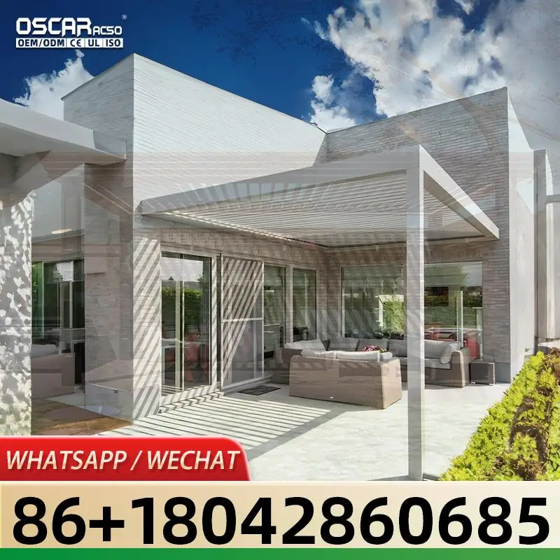 Modern Heavy Duty Motorized Bioclimatic Aluminum Outdoor Waterproof Garden Gazebo Pavilion Louvered Roof Pergola for Backyard Pa