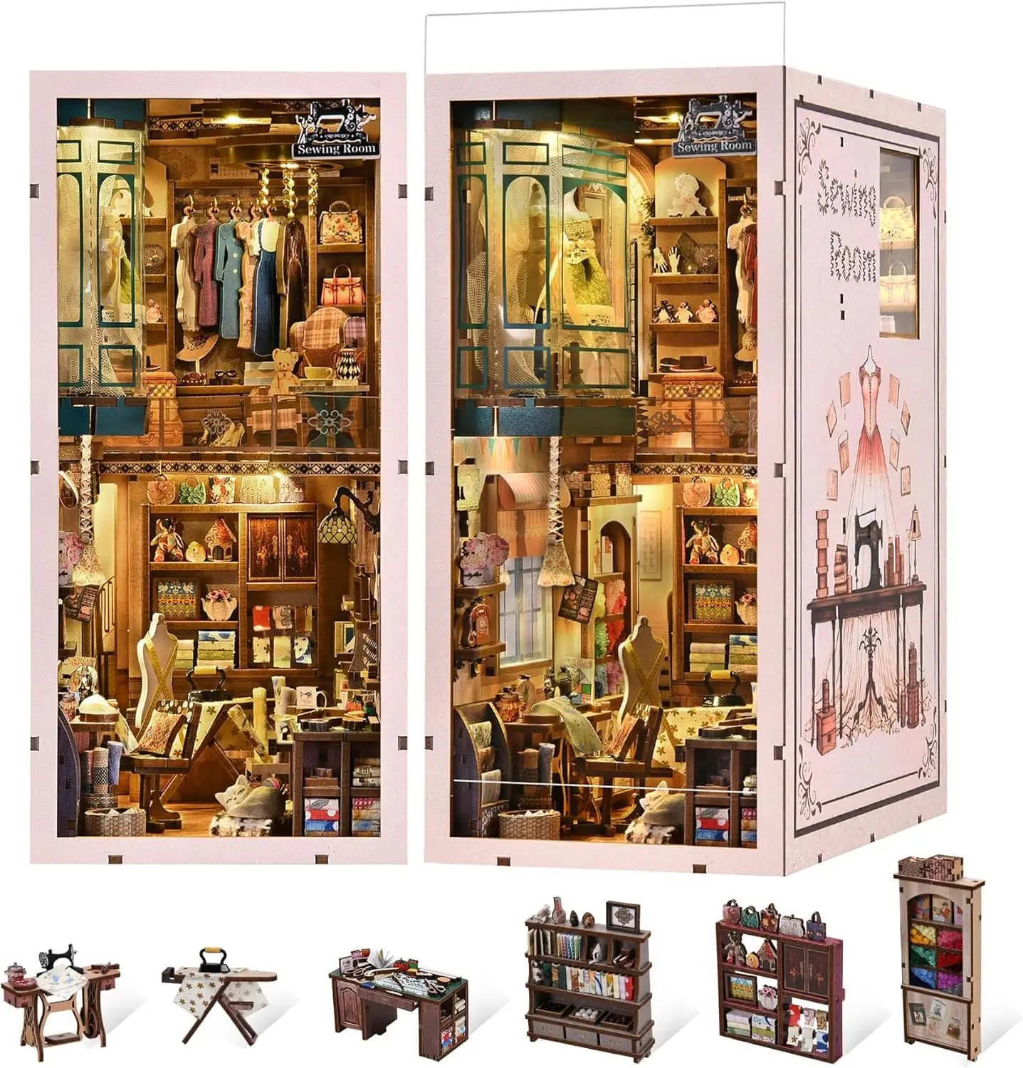 Book Nook Kit - DIY Miniature House Dollhouse Kit for Adults and Teens, Booknook Tiny House Bookshelf Decor 3D Wooden Puzzle, Gi