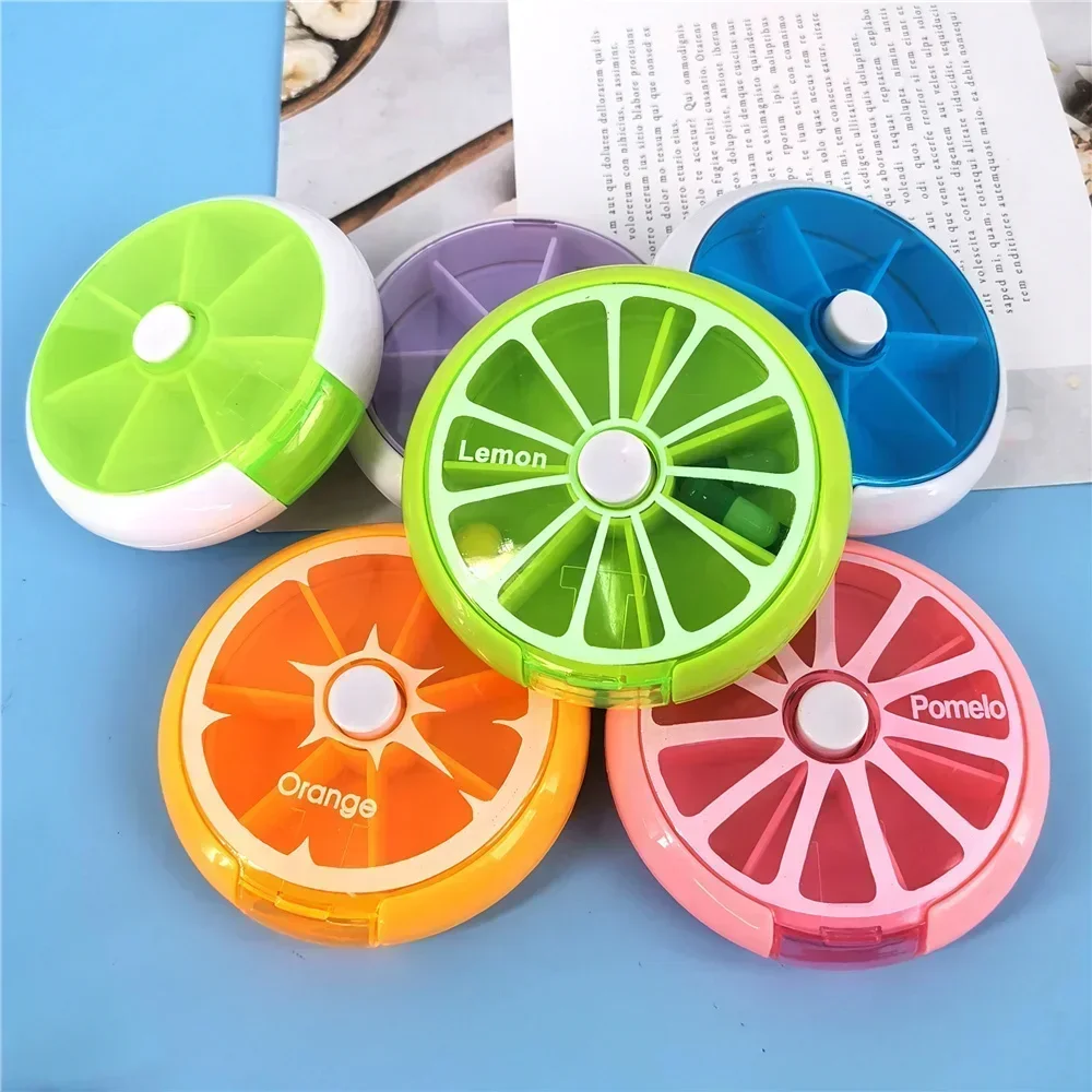 1pc Seven Grid round Box Sealed Medicine Packaging Box, One Week Medicine Storage Box, Carry Small Medicine Box with You