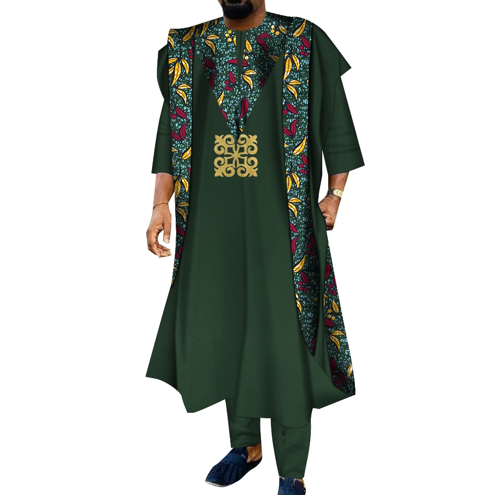 Ropa africana para hombres, camisas Dashiki, pantalones Ankara, conjunto de 3 piezas, trajes de noche de boda, traje de Bata, ropa tradicional,