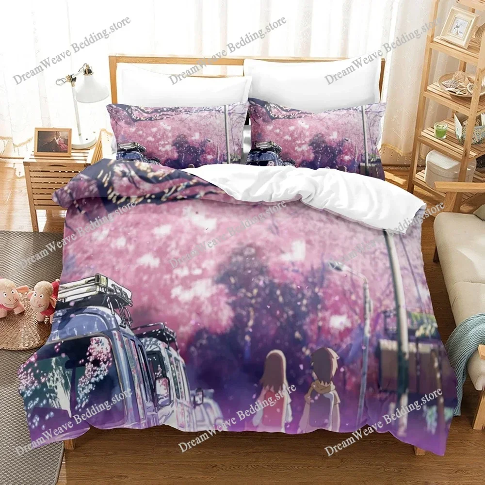 Bedding Decor Japan 3D Anime 5 Centimeters Per Second Bedding Sets Duvet Cover Set with Pillowcase Twin Full Queen King Bedcloth