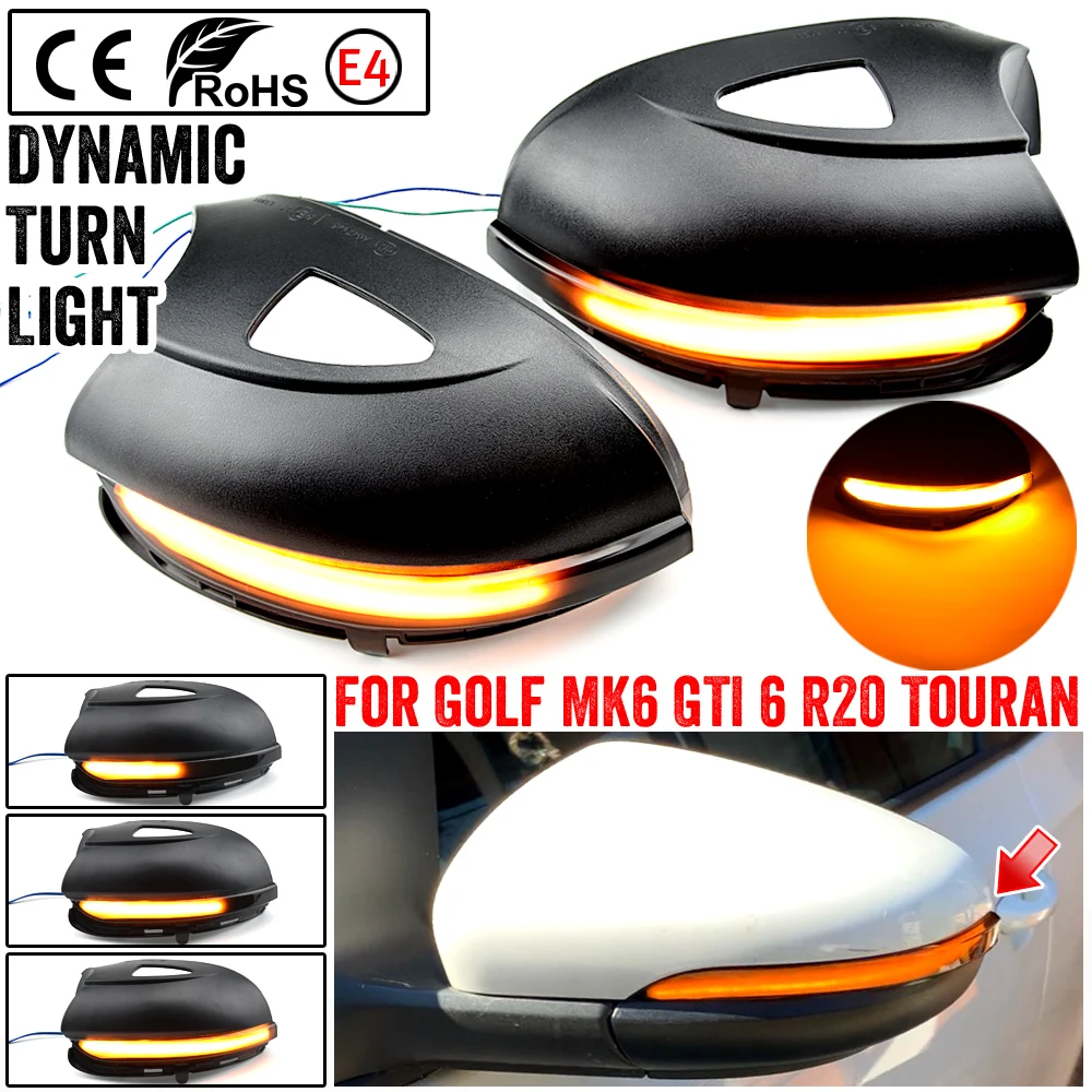 For Volkswagen VW GOLF 6 VI MK6 GTI R line R20 Touran Dynamic Blinker LED Turn Signal Light Side Mirror Indicator Sequential