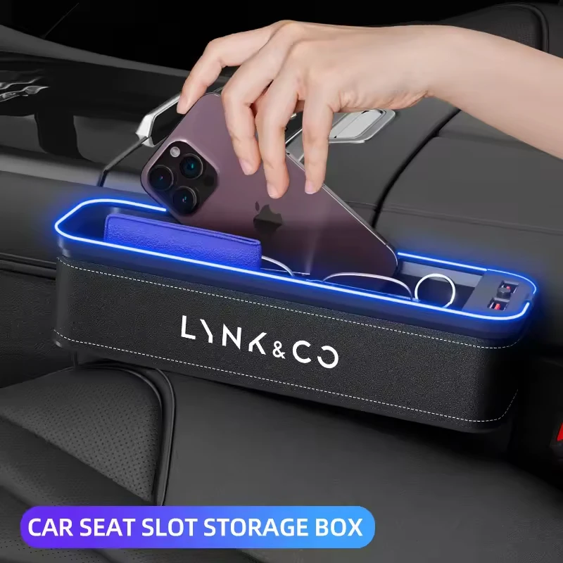 

Car Seat Crevice Gaps Storage Box for LYNK & CO 03 09 PHEV 05 01 06 02 03 Seat Organizer With USB Charging Atmosphere Light