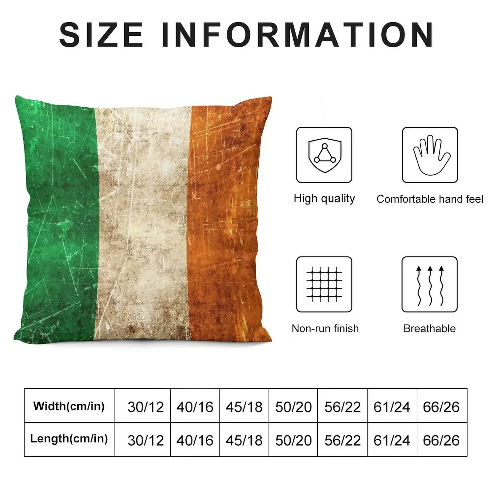 Vintage Aged and Scratched Irish Flag Throw Pillow Christmas Pillowcase Pillowcases For Pillows pillow