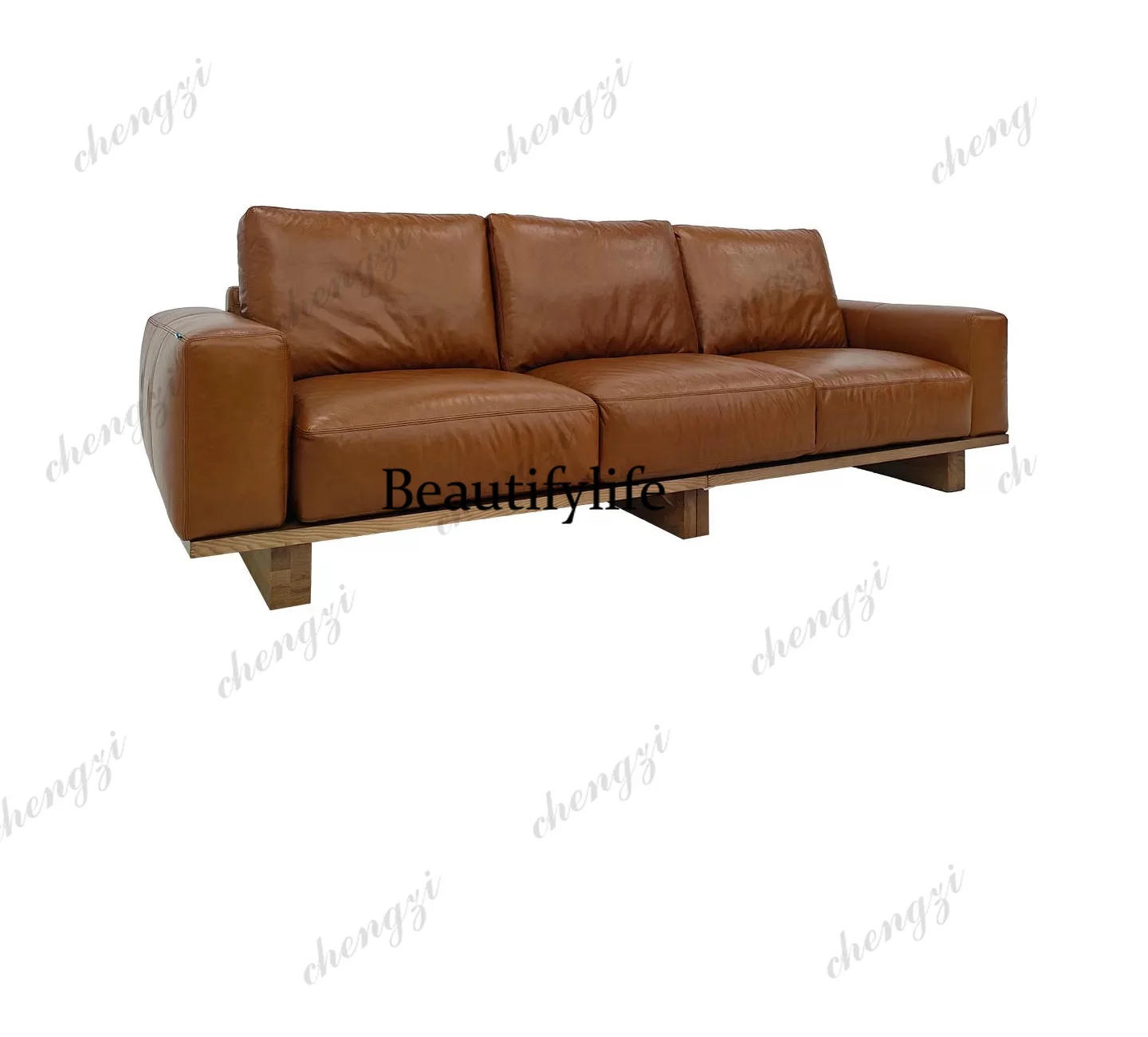Sofa solid wood base living room furniture high backrest modern simple sofa retro style